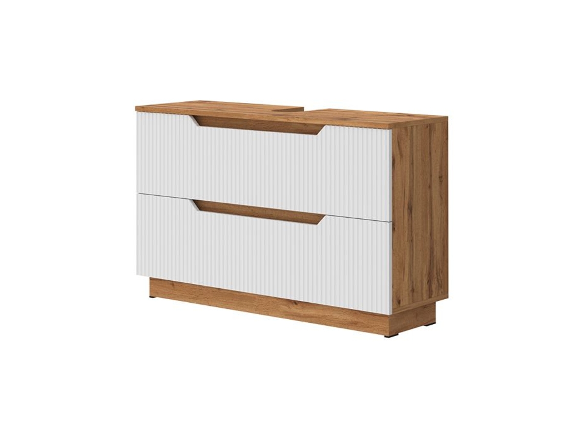 Móvel Sob Pia Simples Lotta VICCO 99.4x62.5cm com 2 Gavetas Carvalho/branco Listrado
