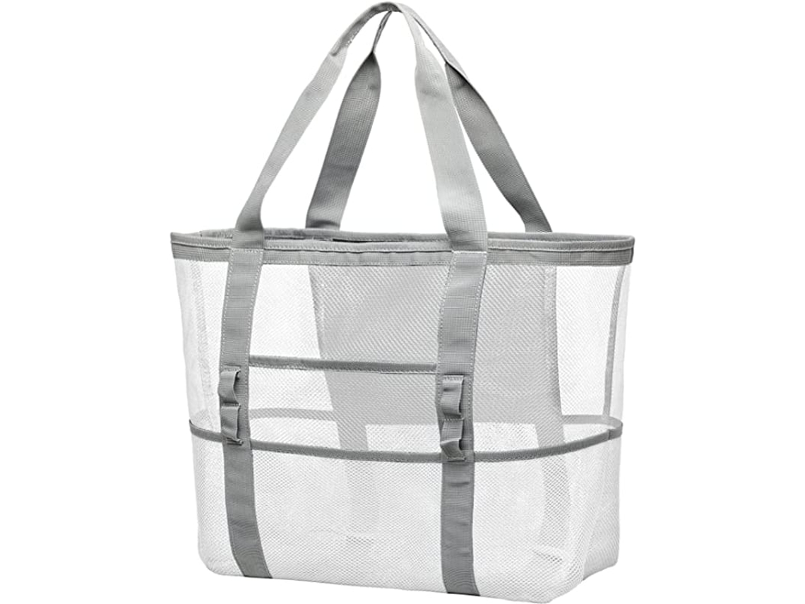 Bolsa De Praia De Malha Grande Bolsa Tote De Praia Com 9 Bolsos Para Brinquedos E Acessórios