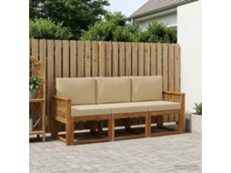 Vidaxl Conjunto De Sofás Para Exterior 3 Pcs Natural E Bege Poliéster