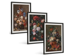Conjunto De Pinturas Flores Em Vasos, Composições Espelharte (3 Peças 40x60 Cm)
