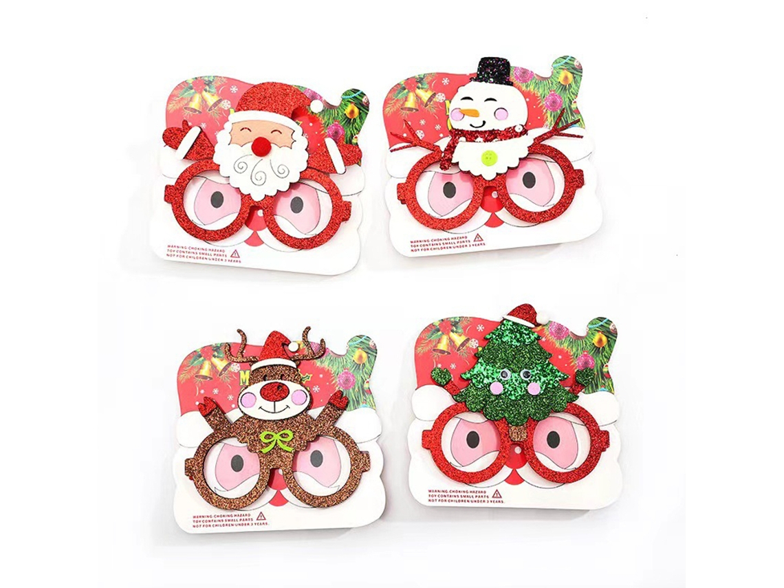 4 Peças de Óculos de Decoração de Natal Velho Veado Boneco de Neve Árvore Pacote Único com Cartão de Papel AURUM