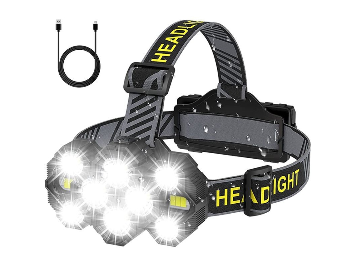 Lanterna Frontal Recarregável 22000 Lumens 10 Leds 10 Modos À Prova D'água para Camping Pesca Ciclismo