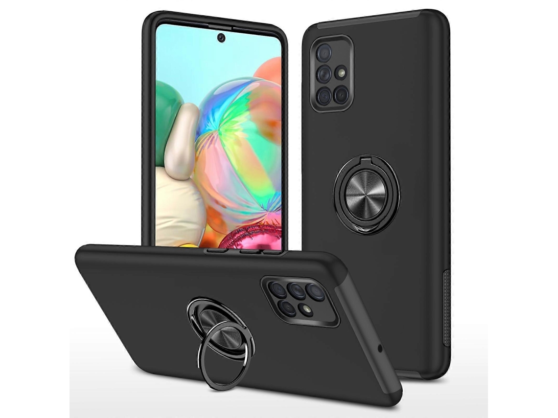 Para Samsung Galaxy A71 4g Pc Capa Protetora Magnética Tpu À Prova De Choque Com Suporte De Anel Invisível