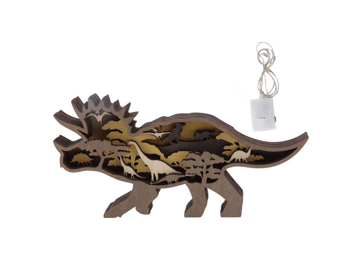 Estátua De Dinossauro Com Chifres Luminosa Boxwood