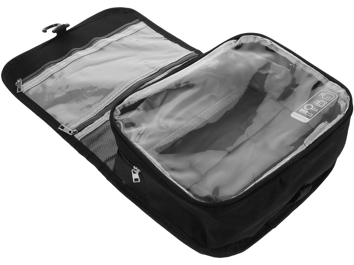Nécessaire De Viagem Em Tecido Oxford Preto, Grande Capacidade, Design Exclusivo.