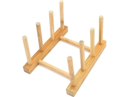 Corredor de Pratos em Bambu Natural para Casa e Cozinha (2 Peças), Suporte Pratos Madeira, Xícaras Panelas. -aquaforja