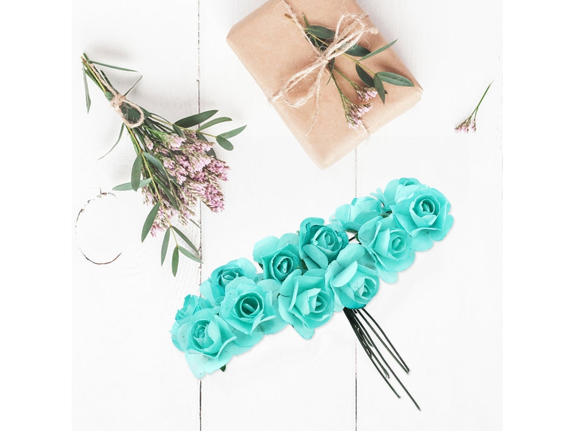 Rosa Simulada (feita À Mão Diy, Azul Tiffany) Eoocoo
