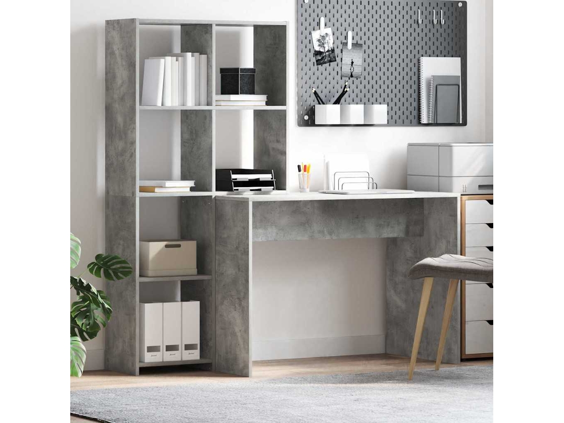 Vidaxl Mesa Cinzento 138,5 X 55 X 143 Cm Madeira Processada