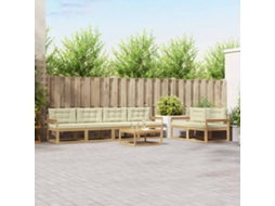 Vidaxl Conjunto De Sofás Para Exterior 6 Unid. Branco E Creme