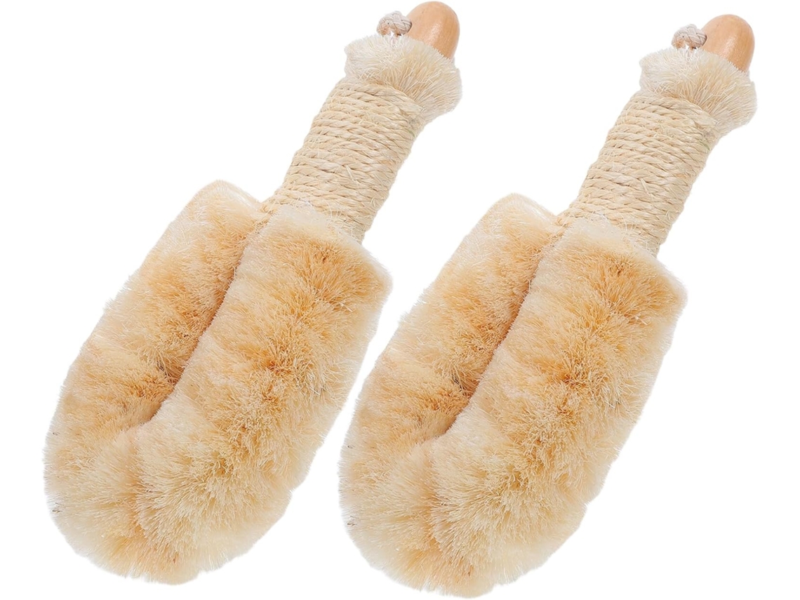 Conjunto Hemoton Com 2 Escovas Esfoliantes Grandes De Sisal Natural Cabos Antiderrapantes Para O Corpo, Banho E Cuidados