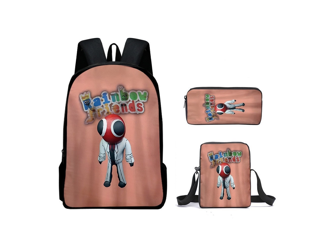 Conjunto De Mochila Infantil Com Estampa De Arco-íris E Três Peças: Mochila, Mochila De Refeição A Tiracolo E Estojo, Modelo J