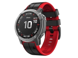 Bracelete de Smartwatch para Garmin Fenix 6X Pro 22Mm Silicone Esportes Pulseira de Relógio de Preto-Vermelho VENISYMLIS