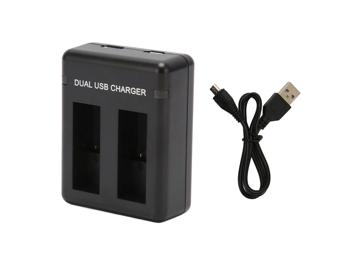 Cargador Dual De Baterías Para Cámara Deportiva Action Camera Com Usb Tipo C E Micro Usb