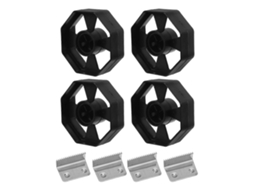 Conjunto de 4 Acessórios para Dispensador Fita Adesiva: Núcleo 1 Polegada, Rodas Plástico 3 Polegadas e Lâm Inas Dispensadores GOKOCO