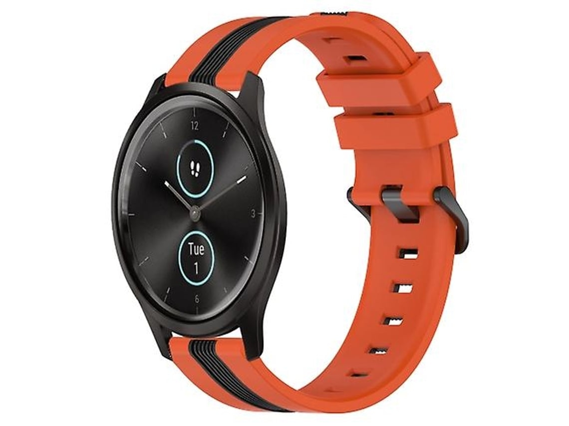 Pulseira De Relógio Garmin Garminmove Style Silicone Bicolor Vertical 20 Mm, Laranja E Preta.