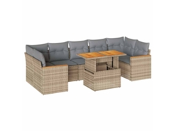 Conjunto de 8 Sofás Jardim com Almofadões Vime Pe/acácia Bege MAISON EXCLUSIVE (8 pcs)