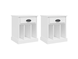 Bedside Cabinet, Bedside Cabinets Vidaxl Branco Madeira Processada (n/a)