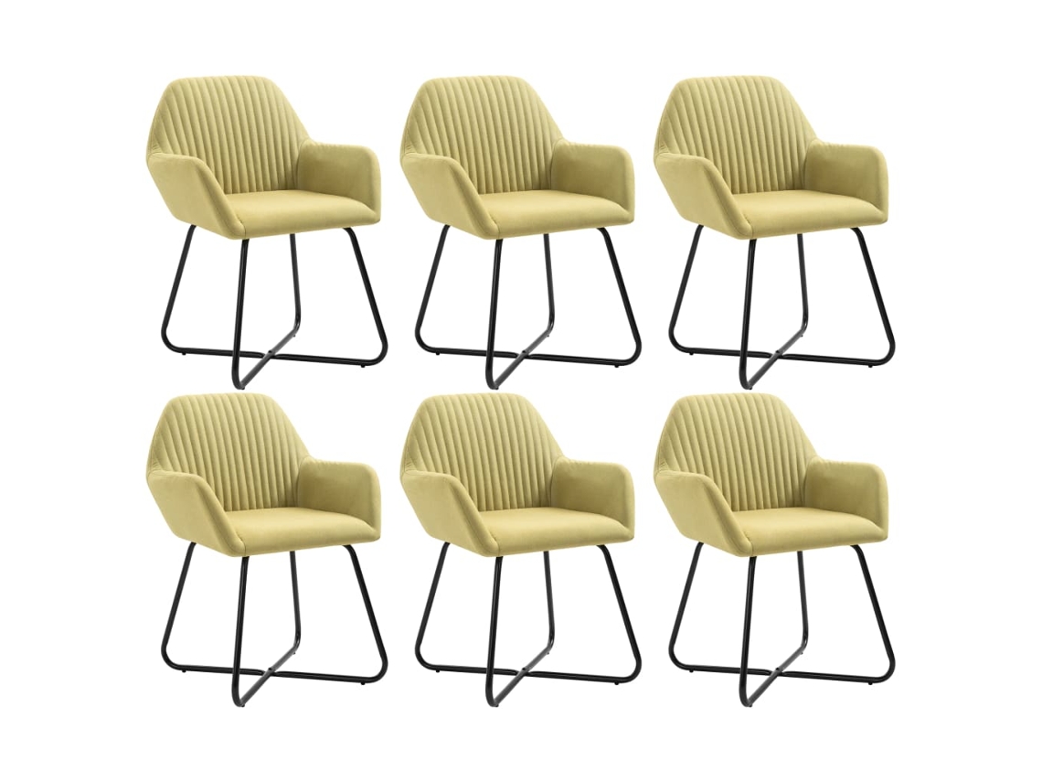 Vidaxl Cadeiras De Jantar 6 Pcs Tecido Verde