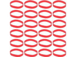 Conjunto de 70 elásticos vermelhos com superfície preta lisa e altamente elástica para organização doméstica.
