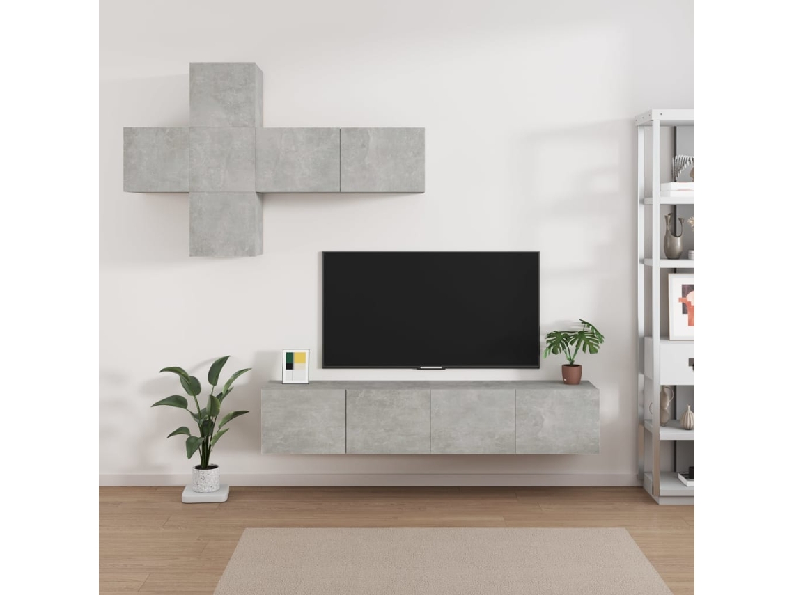 Tv Cabinet Set, Tv Cabinet Sets Vidaxl Cinzeto Madeira Processada (n/a)