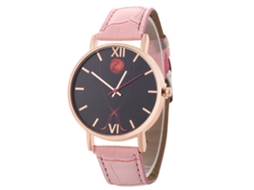 Relógio de pulso feminino Zhoulianfa em couro rosa, modelo T0139-z