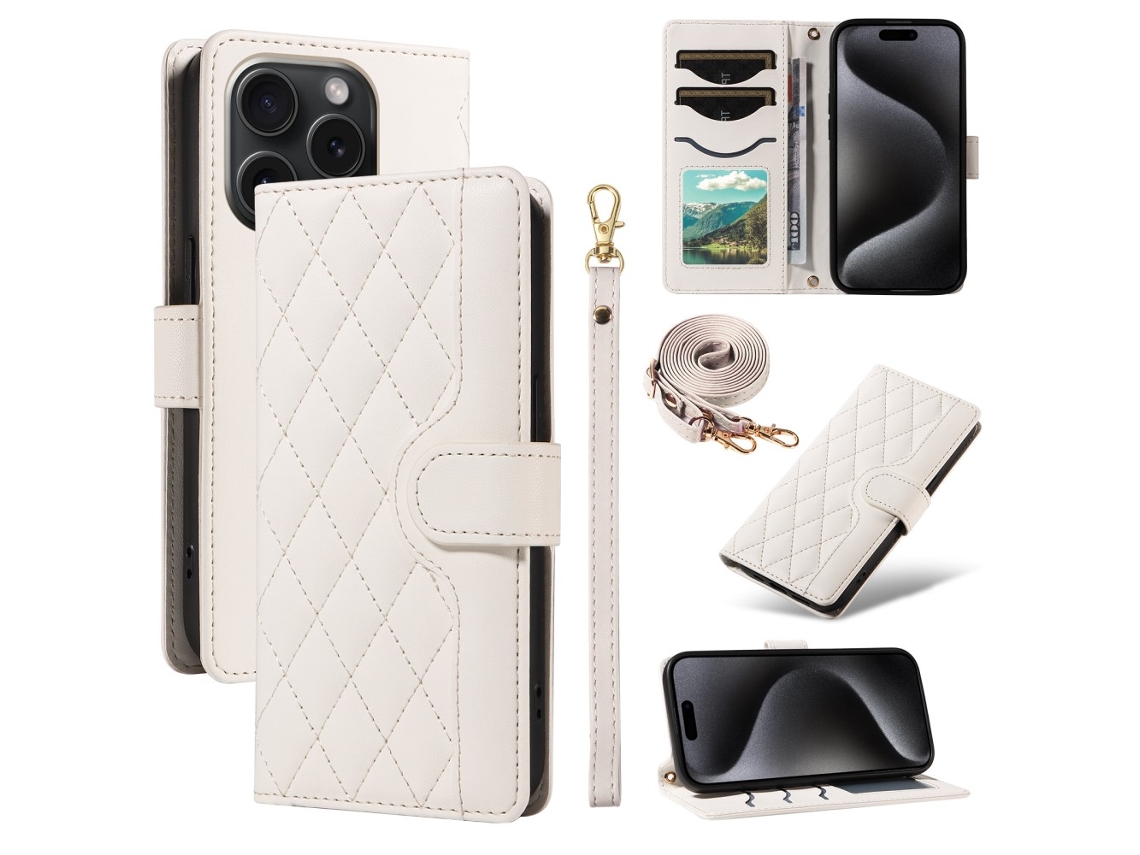 Capa Para Iphone 15 Pro Max Pele Sintética Branco