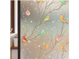 Pelicula De Vidro Privacidade Opaca Anti-uv Com Padrão De Pássaros 45*200cm Decoração Original