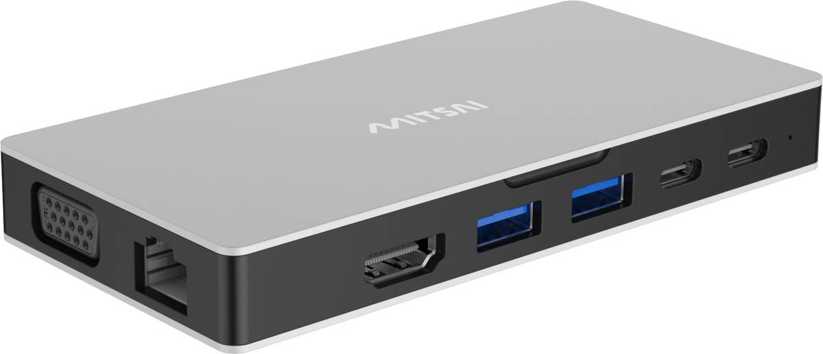 Hub MITSAI 8 Em 1 (2 USB-C + 2 USB 3 + HDMI + SD + RJ + VGA)