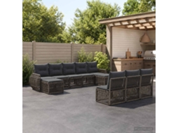 Vidaxl Conjunto De Sofá De Jardim 10 Unid. Cinza E Cinza Escuro