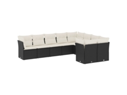 Conjunto de 9 Sofás para Jardim com Almofadões Vime Pe Preto MAISON EXCLUSIVE (9 pcs)