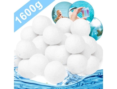 Bolas de filtro de piscina 1600g, bolas de filtro, mídia de filtro de fibra para filtros de areia de piscina, filtragem de água, Monmecd branco
