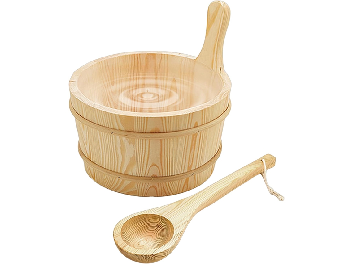 Conjunto Completo De Acessórios Para Sauna: Concha E Balde Em Madeira Impermeável.