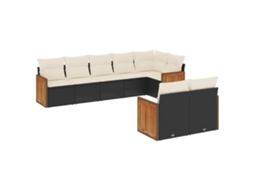 Conjunto de 8 sofás de jardim com almofadões Vime Pe Preto MAISON EXCLUSIVE (8 peças)