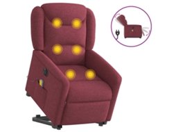 Vidaxl Poltrona Elevatória De Massagens Elétrica Tecido Vermelho Tinto