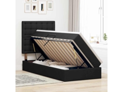 Vidaxl Cama de Armazenamento Led com Colchão Preto 90 X 200 Cm Tecido