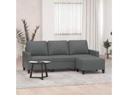 Vidaxl Sofá De 3 Lugares Com Apoio De Pés 180 Cm Tecido Cinza-escuro