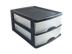 Bloco De Gavetas De Mesa Fabricado Na Espanha 2 Gavetas Transparentes Torre De Armazenamento, Armário, Banheiro, Escritório 18 X 27 X 35,5 Cm Acan