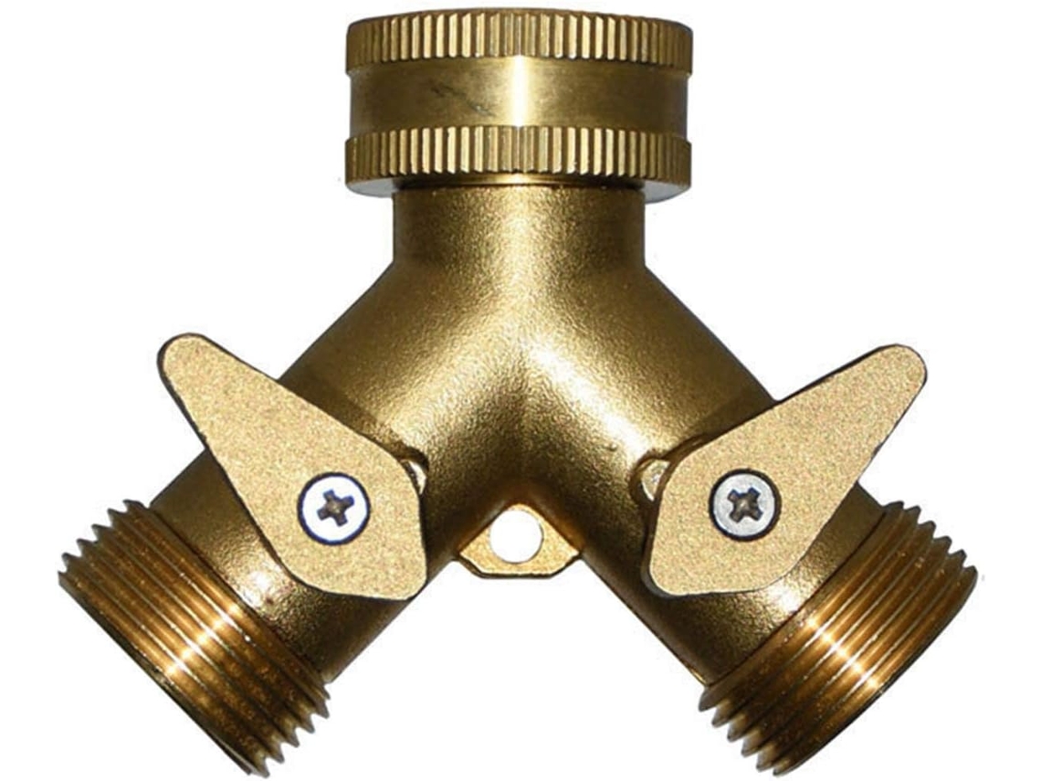 Adaptador de Conector Torneira Jardim Latão 3/4" Fêmea com 2 Vias para Mangueira Irrigação, Vias, Ferramentas