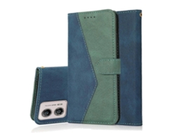 Capa De Couro Com Costura Bicolor Para Motorola Moto G73