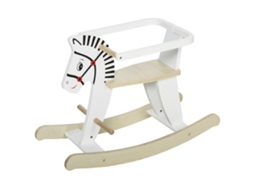 Cavalo De Balanço Clássico De Madeira Para Crianças De 1 A 3 Anos Com Borda, Alças E Apoio Para Os Pés, 68x26,5x48cm, Branco