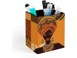 Porta Canetas Quadrado Em Couro Mesa, Porta Pincéis De Maquiagem, Organizador De Canetas Mulheres Africanas