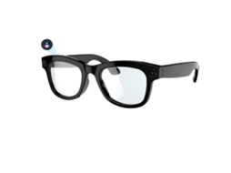 Óculos inteligentes com câmera de tradução por voz e IA, chamadas Bluetooth, ideais para atividades esportivas ao ar livre.