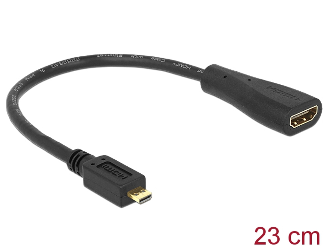 Cabo Hdmi de Alta Velocidade Micro d Macho Hdmi a Fêmea 23 Cm AQUAFORGE