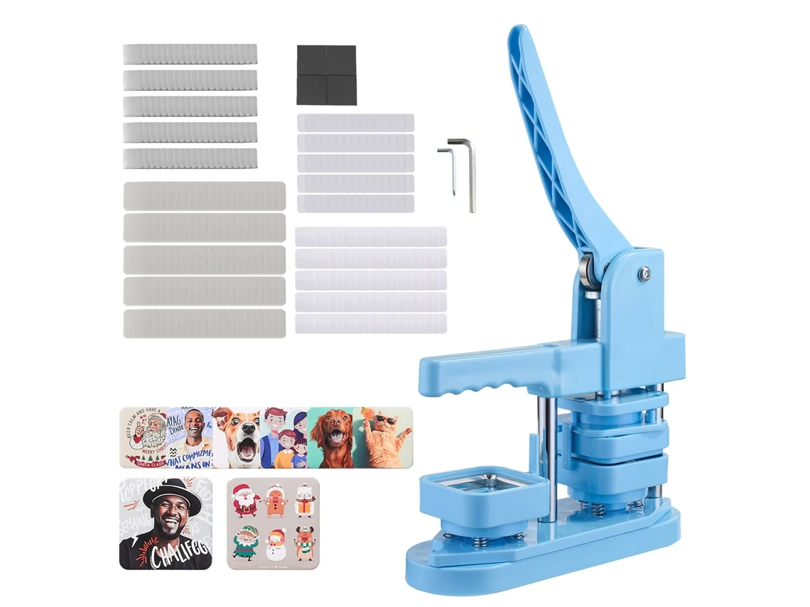Máquina de fazer botões quadrados Vevor 50x50mm, kit com 100 botões, azul