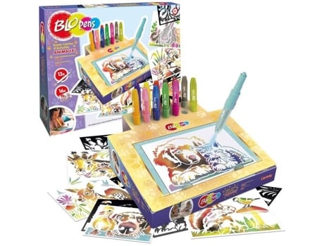 Conjunto de colorir animais Lansay Blopens com 16 estênceis laváveis para maiores de 5 anos