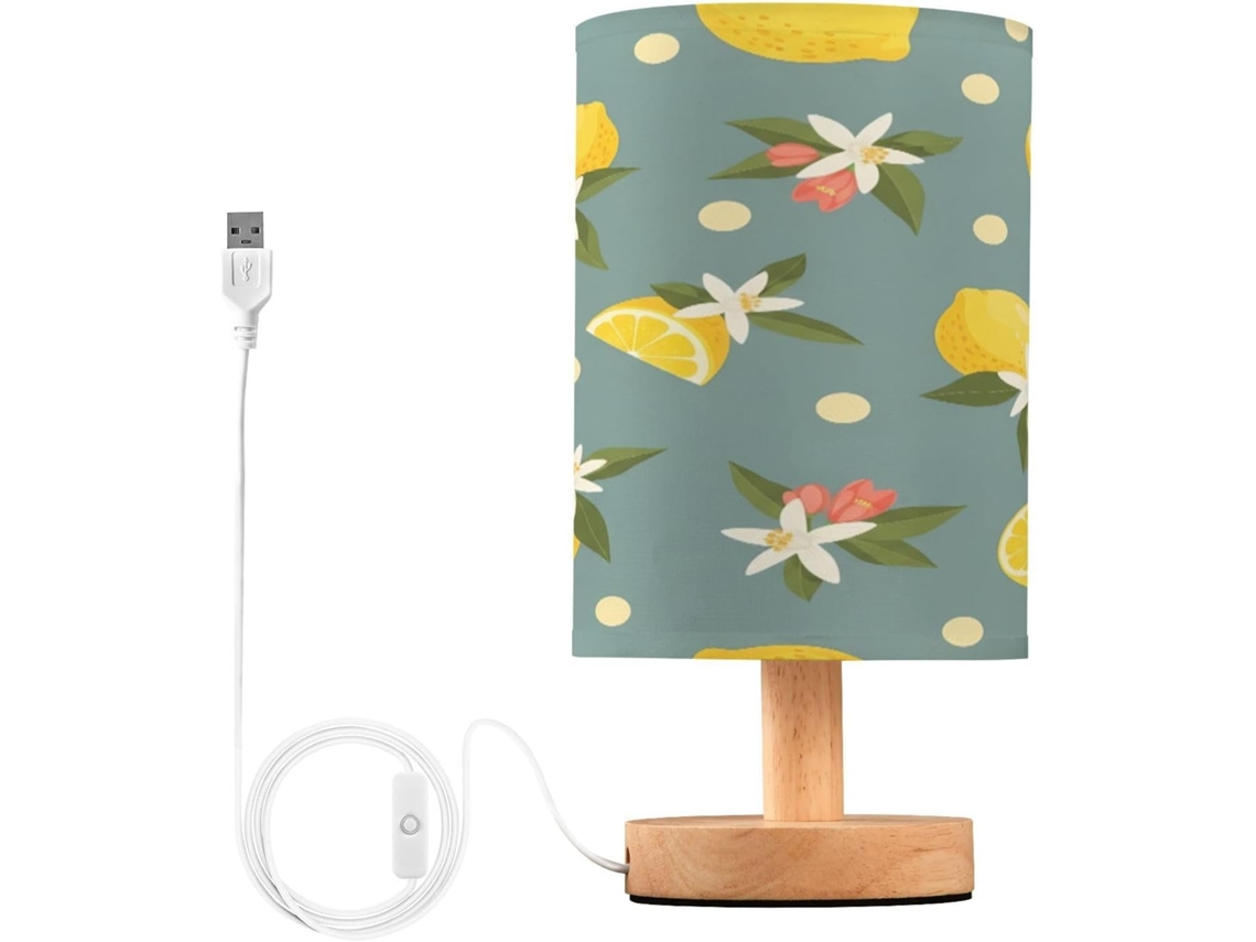 Abajur De Cabeceira Led Em Formato Limão Para Quarto, Mesa De Trabalho, Luminária De Leitura Com Portas Usb E Cúpula