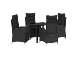 Conjunto 5 De Jantar De Jardim Vidaxl Preto Vime Poly