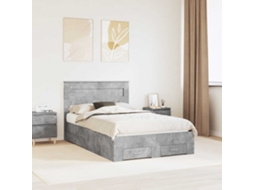 Vidaxl Estrutura Da Cama Cinzento 135 X 190 Cm Derivados De Madeira