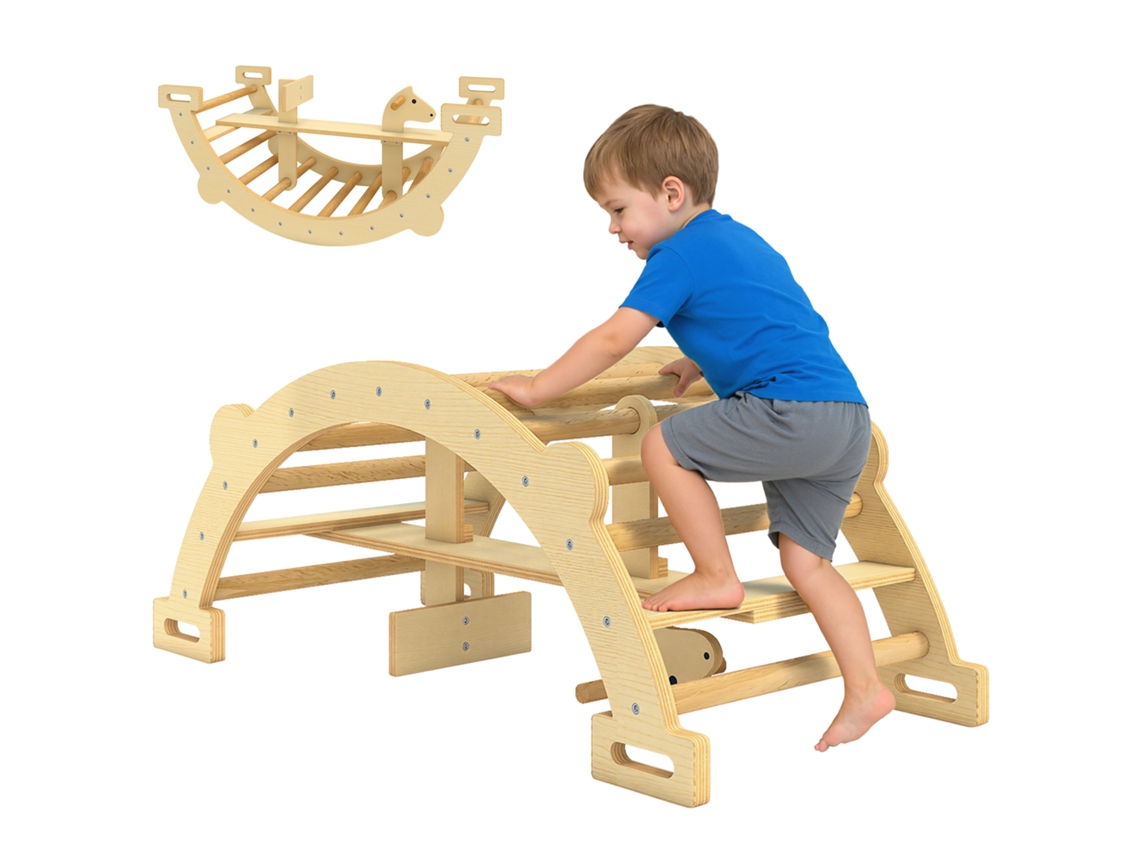 Arco Escalada Madeira Baloiço Montessori Brinquedo Interior 110x52