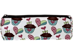 Estojo para lápis com design animado, compartimentos para potes e cosméticos, ideal para escola e mesa.
